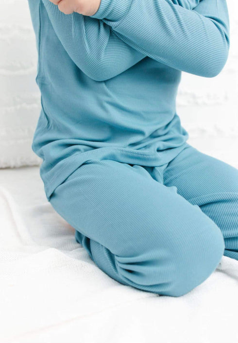 pacific-blue-ribbed-long-sleeve-pjs Big Dreams Little Jammie Session Sophia's Style-2